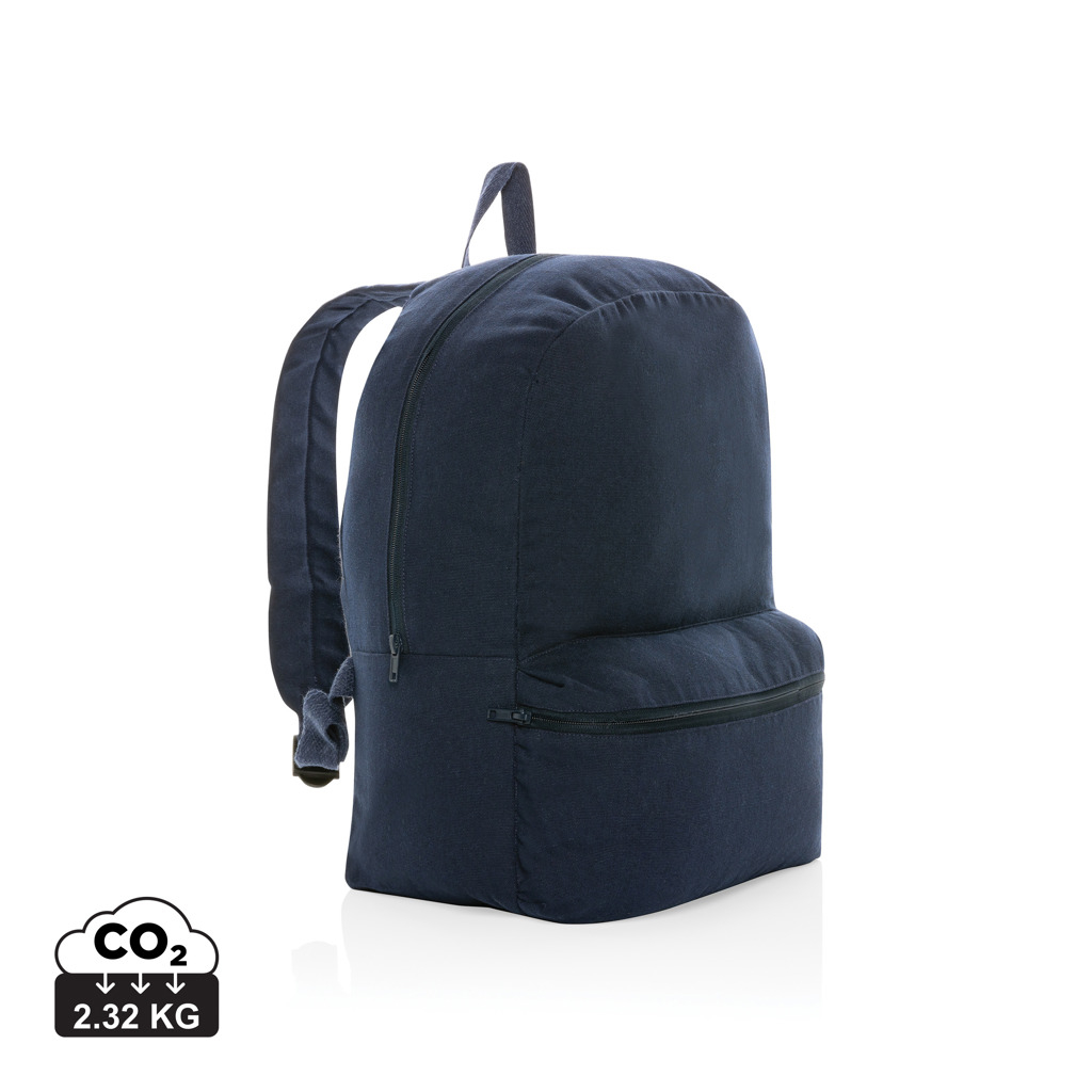 Sac à dos publicitaire en toile recyclée 285g Impact Bleu marine